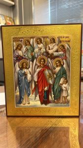 Рукописная икона Собор Архангела Михаила №9 (Размер 21х25 см)