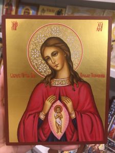Рукописная икона Помощница в родах 6 