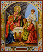 Рукописная икона Рождество Христово №24 (Размер 17х21 см)