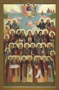 Рукописная икона Карельские святые